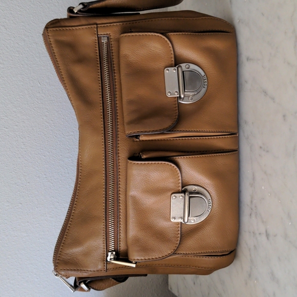 Fossil Brown Leather Crossbody Bag with Silver Hardware - Picture 4 of 7